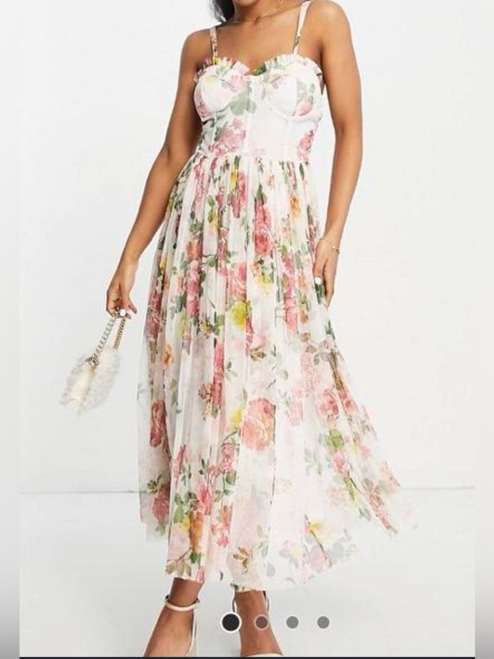 Lace & Beads Plus Floral Corset Midi Dress